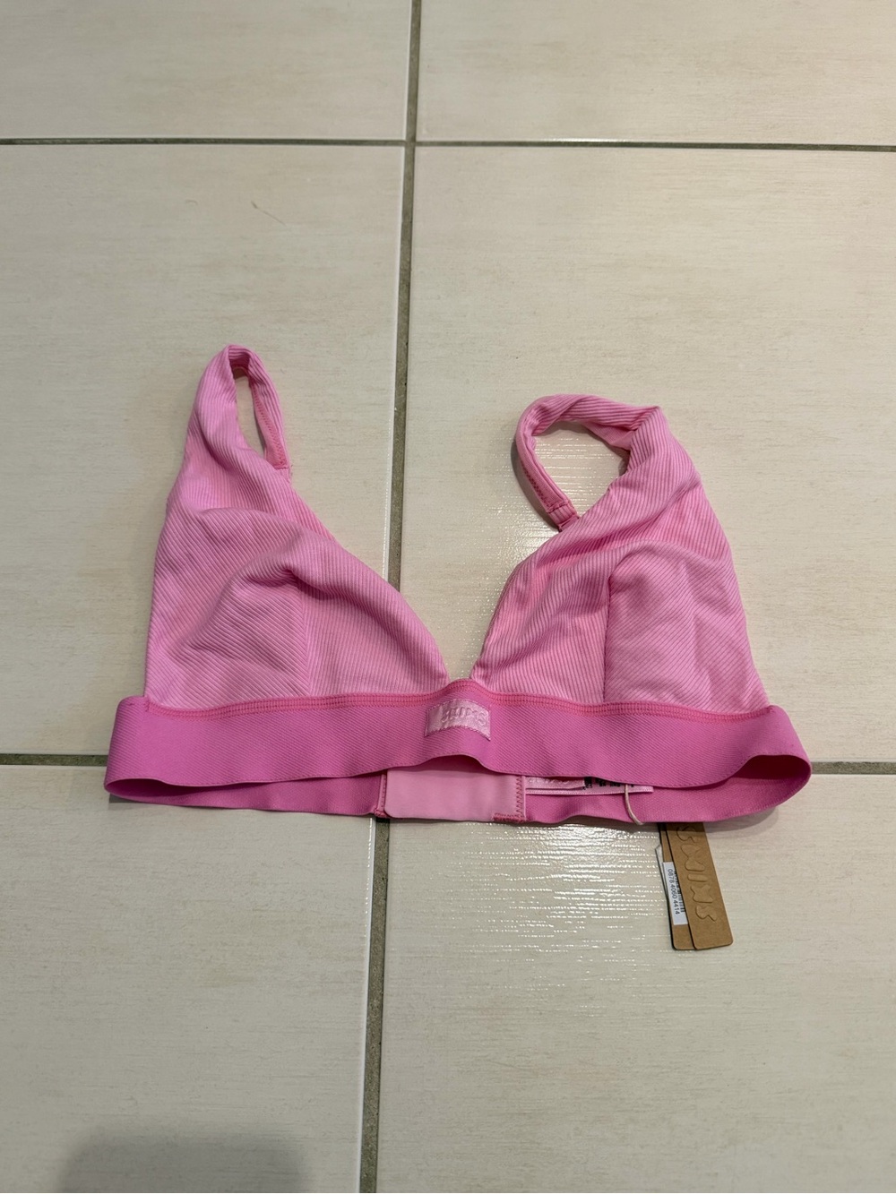 SKIMS Pink Womens Ribbed Triangle Bralette NWT